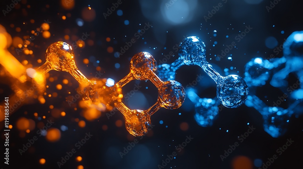 Poster glowing molecular structure abstract background