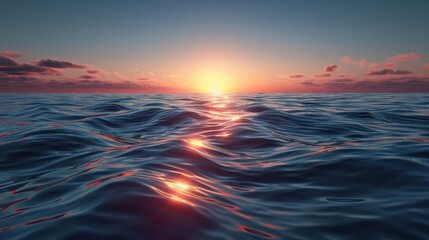 Obraz premium A serene ocean view at sunset, showcasing vibrant colors reflecting on the water.