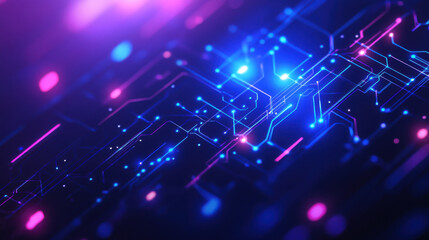 Obraz premium Futuristic Tech Background with Blue Violet Glow, Clean Commercial Innovation Scene, AI Concept Display
