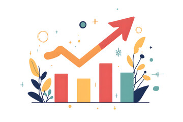 Colorful Growth Chart Illustration with Arrow and Bars