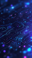 Obraz premium Futuristic Tech Background with Blue Violet Glow, Clean Commercial Innovation Scene, AI Concept Display