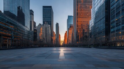 Obraz premium Cityscape at Dawn: A Breathtaking View of Modern Architecture