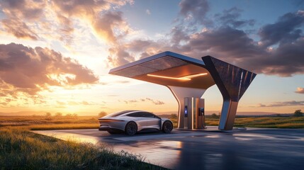 A luxury car with cutting-edge energy-saving technologies displayed on an augmented reality interface