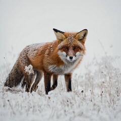 Fototapeta premium A minimalist silhouette of a fox on a white background.