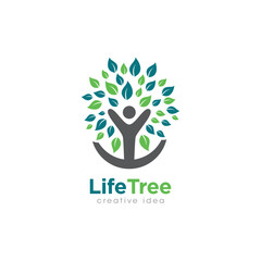 Obraz premium Creative People Tree Concept Logo Design Template