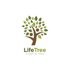 Obraz premium Creative People Tree Concept Logo Design Template