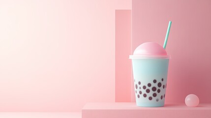 Simplified bubble tea drink vessel art, clean and graphic-focused, minimal detail.