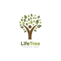 Obraz premium Creative People Tree Concept Logo Design Template