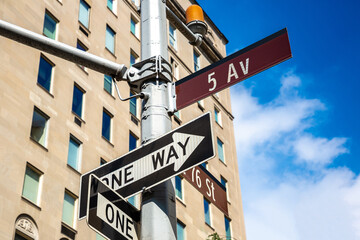 Fototapeta premium One way and Fifth Avenue sign