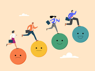 Employee happiness with good well-being or positive attitude towards work