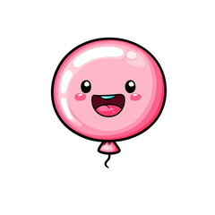 Happy Cartoon Balloon with Smile and Speech Bubble