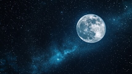 Obraz premium Majestic Full Moon in a Starry Night Sky