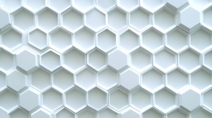 Fototapeta premium 114.A uniform honeycomb texture, showcasing perfectly aligned hexagonal cells in a sleek and polished design, highlighted against a clean white surface.