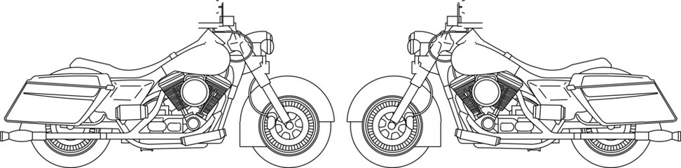 vector illustration of a sketch of a big motorbike design with a large 