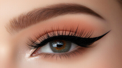 Obraz premium Stunning eye makeup with dramatic eyeliner and long lashes