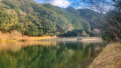 Obraz premium 薬王寺水辺公園の風景