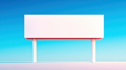 Minimalist Empty Billboard Against Vibrant Blue Sky Background