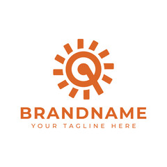 Letter Q Sun Logo, symbolizing energy, growth, and innovation