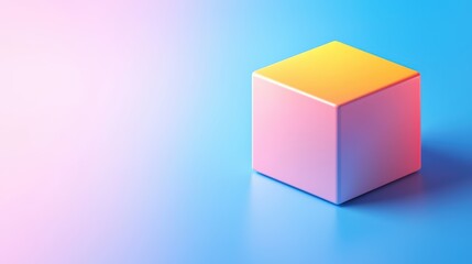 Colorful 3D Cube on a Vibrant Blue and Pink Background