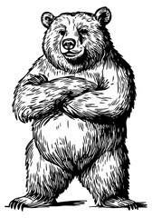 Line art vector file of a hand-drawn bear, created with a sketch style and no background,