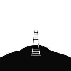 Abstract Hill and Ladder Silhouette Symbolizing Growth and Achievement