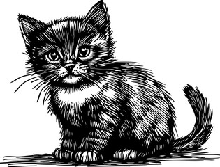High-quality vector illustration of a hand-drawn cat, created in sketch style with intricate line art, provided without a background for versatile use