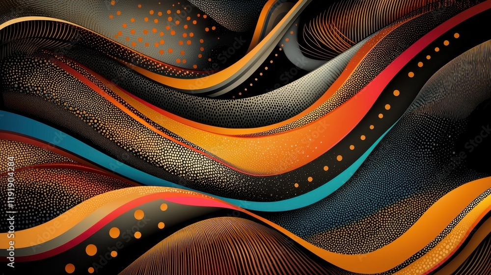 Poster vibrant abstract waves with dynamic colors and textures.