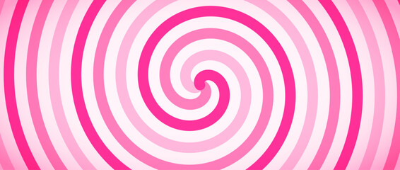 Candy color spiral background. Pink rotating swirl pattern wallpaper. Cute spinning vortex for banner, poster, flyer, booklet. Sweet cartoon whipped cream concept. Vector ice cream concept backdrop