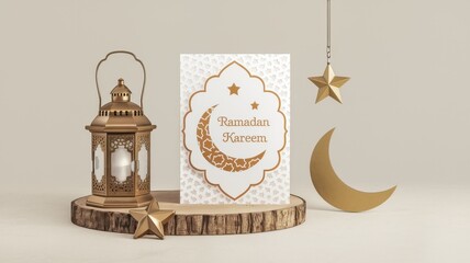 Ramadan Kareem Festive Golden Decor Scene