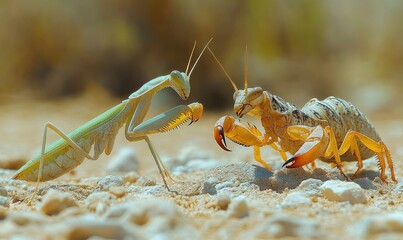 Praying mantis and mantis shrimp face off.