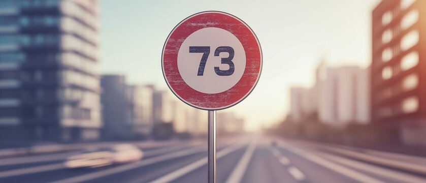 Signage on Roadway in Modern Cityscape, Speed Limit Information for Travelers, Adherence to Traffic Regulations, Safety for all Users
