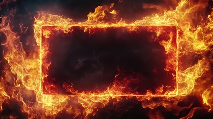 Dynamic fiery frame with an intense blaze effect