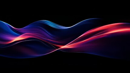 Obraz premium Abstract wave patterns in vibrant hues of blue and red on a dark background.
