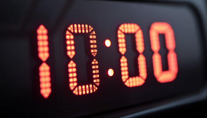 Red LED digital countdown timer sign displaying time and numbers