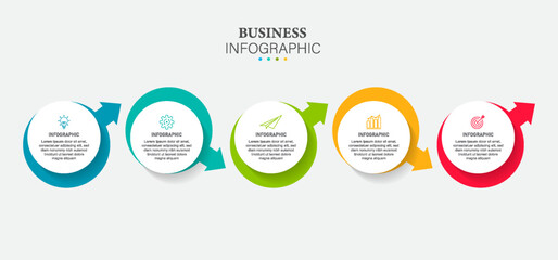 infographic design template with 5 steps process for process diagram, workflow layout, flow chart, info graph and banner
