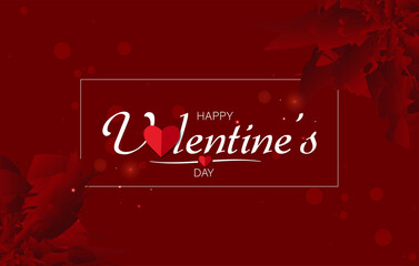 Naklejka premium Happy Valentine's Day Beautiful Design And Red Background