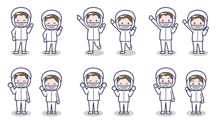 Naklejka premium 衛生服の男女 02