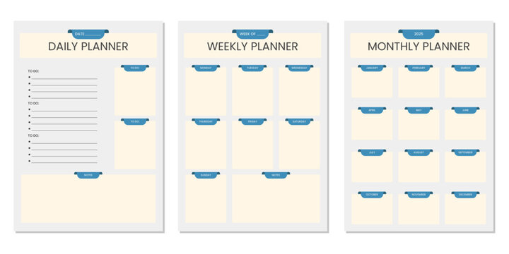 Modern planner design for daily, weekly, and monthly activities