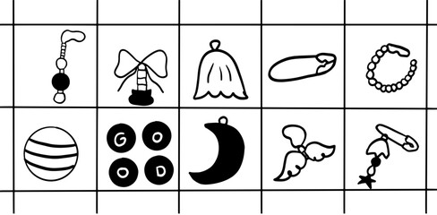 Minimalist Beading Illustration Set | Keychain and Charm Designs