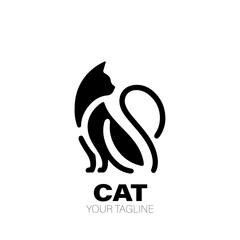 Cat Logo. Cat Logo Design. Cat Logo Brand. Cat Logo Vector Design Isolated on White Background