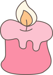 Sweet Pink Candle with Flame Graphic
