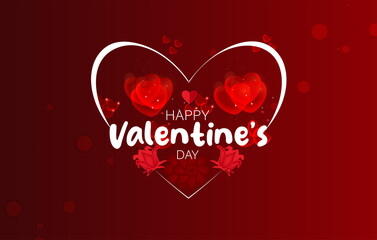 Happy Valentine's Day  Beautiful Design And Red Background