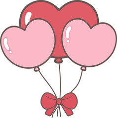 Three Heart Shaped Balloons with Ribbon
