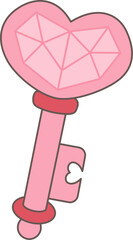 Pink Heart Shaped Key with Gemstone