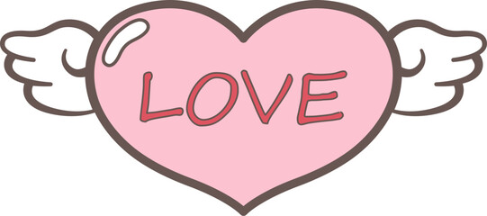 Cute Flying Heart with LOVE Message