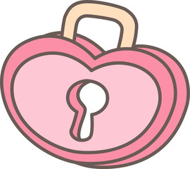 Pink Heart Shaped Padlock Illustration