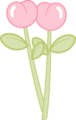 Two Pink Tulips with Green Leaves