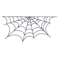 Black Spider Web Decoration. Isolated on White Background. Vector Illustration in Classic Design Pattern