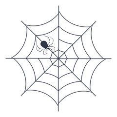 Black Spider Web Decoration. Isolated on White Background. Vector Illustration in Classic Design Pattern