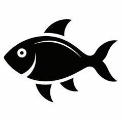 Black fish icon vector on white background.